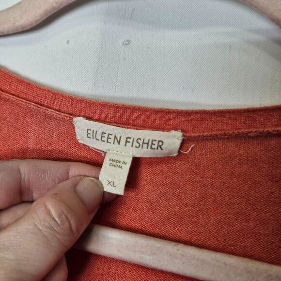 Eileen Fisher Womens Coral Short Sleeve Cardigan‎ Sweater XL Cotton Cashmere - Picture 3 of 9